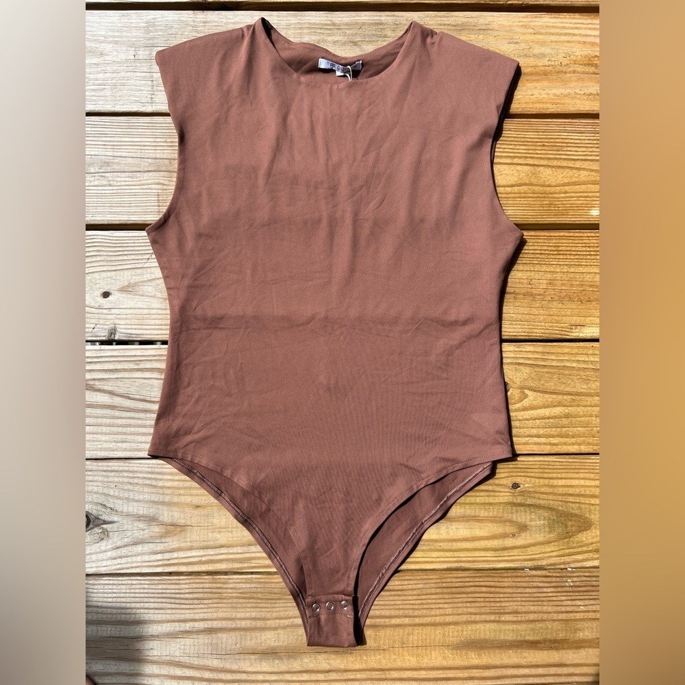 Reoria extra large Brown Sleeveless bodysuit snap tank top - Picture 8 of 14